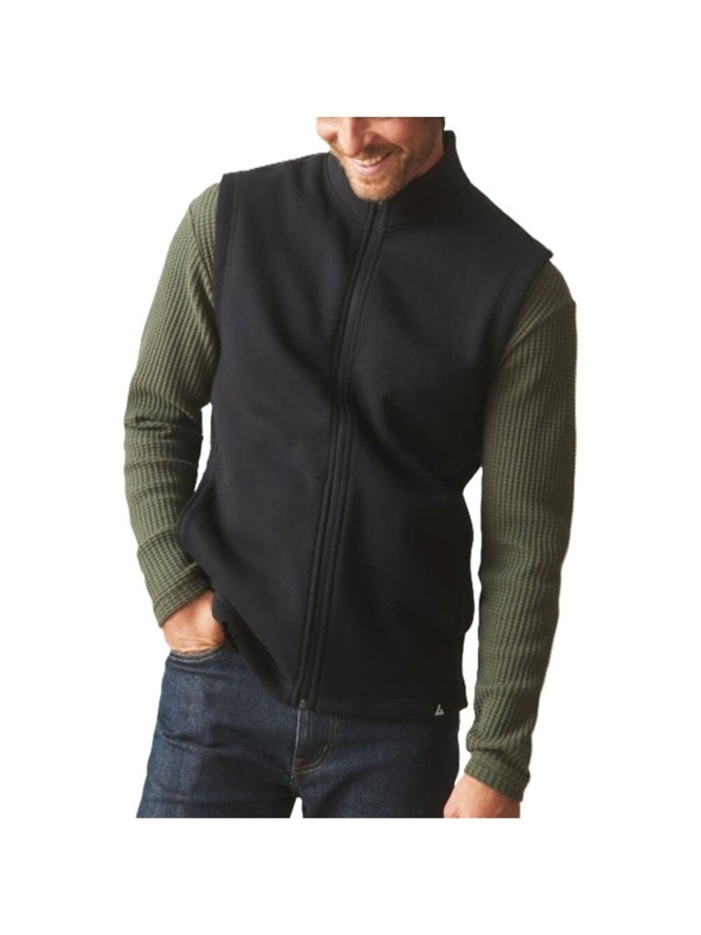 American Giant USA Made Sleeveless Men's Midweight Zippered Black Vest Medium